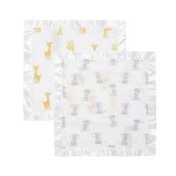 Lot De 2 Couvertures-doudous En Mousseline De Coton Safari Babes -Produits Pour Bébé ad061006223 1