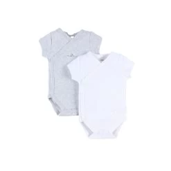 Lot De 2 Body Croisés Manches Courtes Blanc Et Gris 0 Mois
