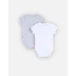 Lot De 2 Body Croisés Manches Courtes Blanc Et Gris 0 Mois -Produits Pour Bébé am023100122 2