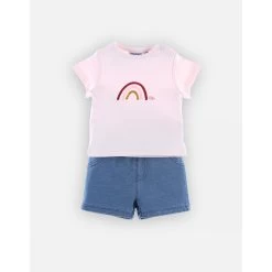 Ensemble Short Et Tee-shirt Rose - 6 Mois