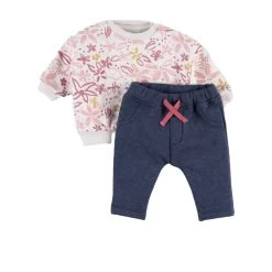 Ensemble Sweat Fleurs + Joggging Bleu 9 Mois