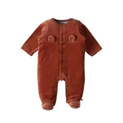 Pyjama 1 Pièce En Velours Marron 9 Mois