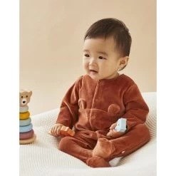 Pyjama 1 Pièce En Velours Marron 9 Mois -Produits Pour Bébé am023114822 5