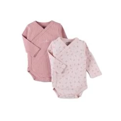 Lot De 2 Body Croisés Manches Longues Rose 12 Mois