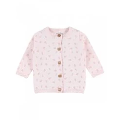 Gilet Maille Rose Fleurs 12 Mois