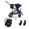 CYBEX Pack Duo Poussette Gazelle S - Chassis Noir + Aton 5 + Adaptateurs - Ocean Blue