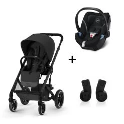 CYBEX Pack Duo Poussette Balios S Lux + Aton 5 + Adaptateurs - Moon Black