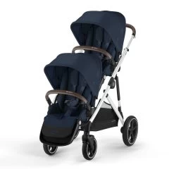 CYBEX Pack Duo Poussette Double Gazelle S - Chassis Noir + Siège - Ocean Blue