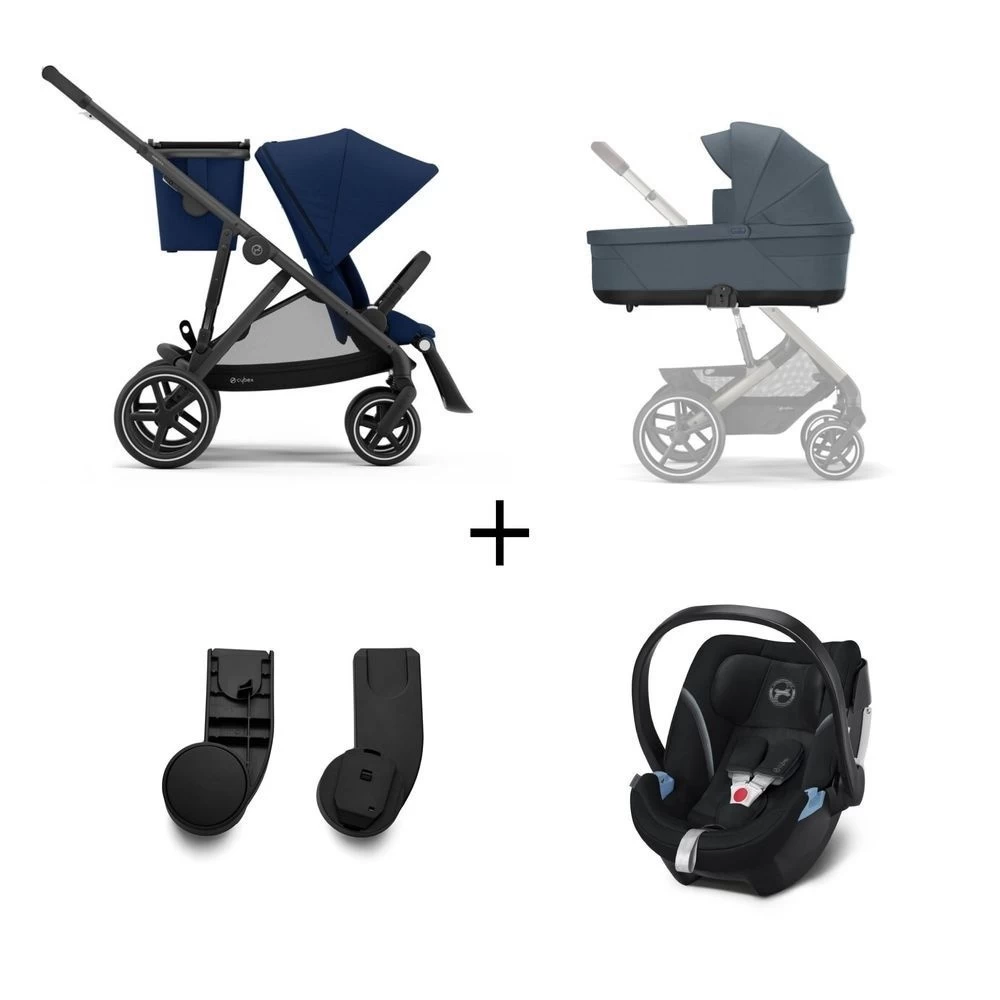CYBEX Pack Trio Poussette Gazelle S - Chassis Noir + Nacelle Gazelle + Aton 5 + 2 Lots Adaptateurs - Ocean Blue 1 CYBEX Pack Trio Poussette Gazelle S - Chassis Noir + Nacelle Gazelle + Aton 5 + 2 Lots Adaptateurs - Ocean Blue