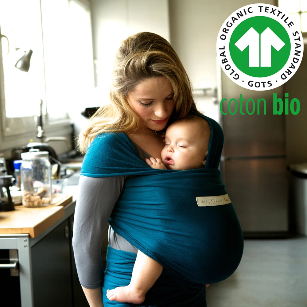 Echarpe De Portage Basic Bio Bleu Rétro 5 Echarpe De Portage Basic Bio Bleu Rétro – Image 5