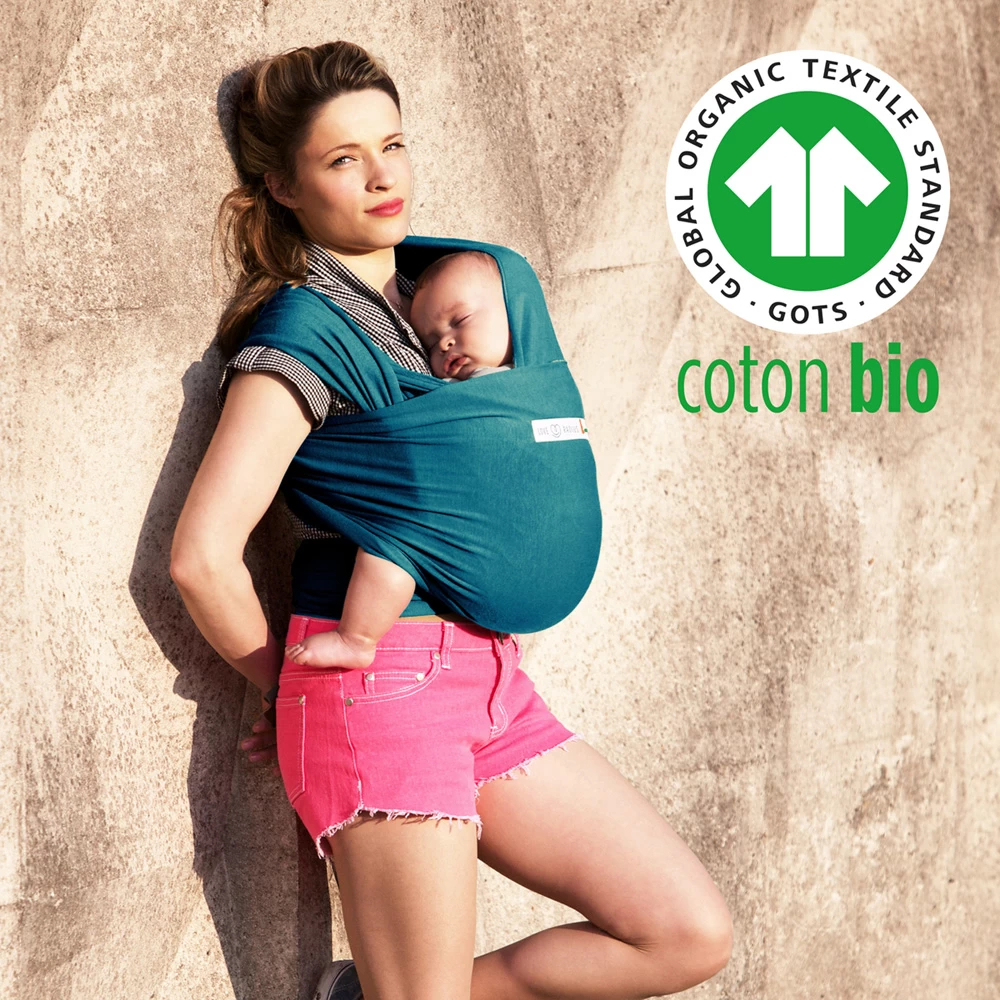 Echarpe De Portage Basic Bio Bleu Rétro 9 Echarpe De Portage Basic Bio Bleu Rétro – Image 9