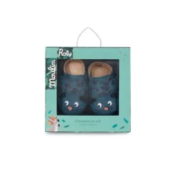 Moulin Roty Chaussons Cuir Bébé 6-12 Mois Bleu Dans La Jungle -Produits Pour Bébé mr067085211 2