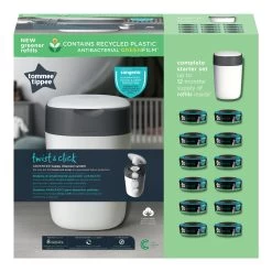 Tommee Tippee Starter Pack Twist & Click Poubelle Blanche + 12 Recharges -Produits Pour Bébé sg095110051 7