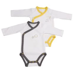 Lot De 2 Bodies Gris/jaune 1 Mois Babyfan