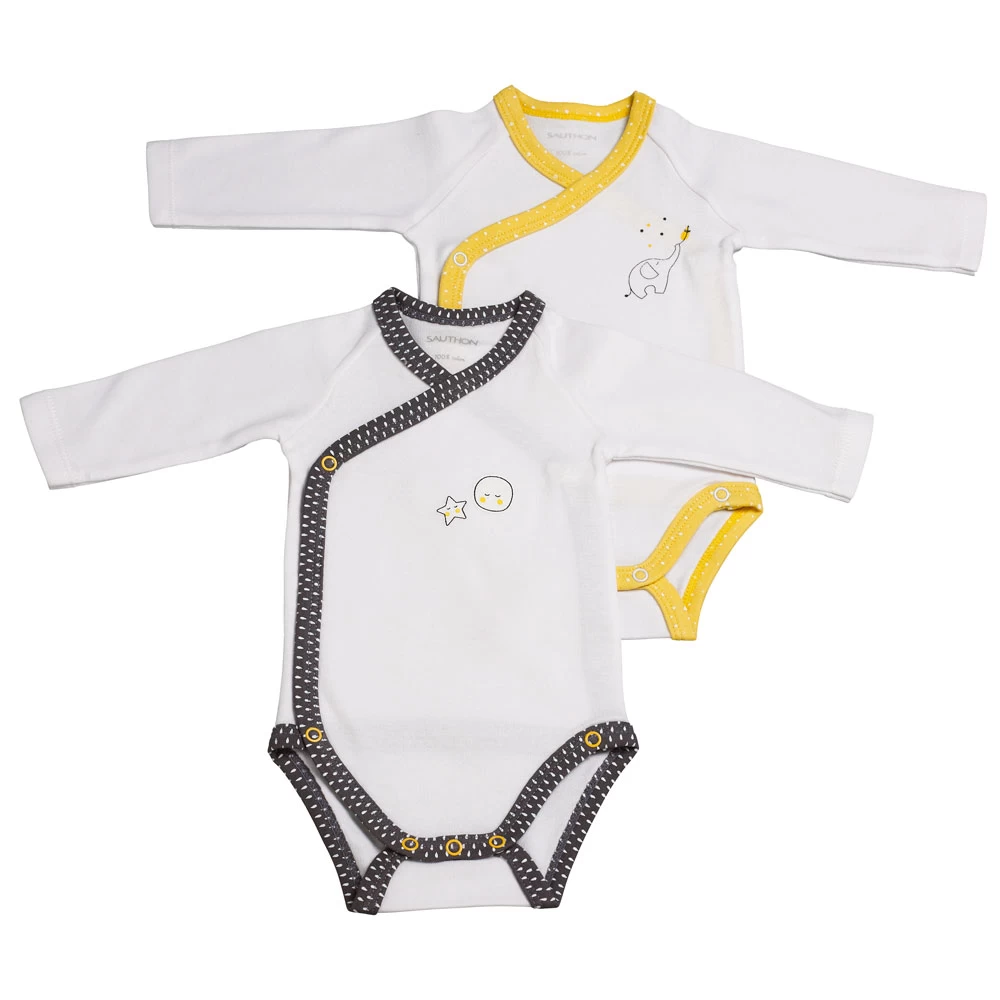 Lot De 2 Bodies Gris/jaune 1 Mois Babyfan 1 Lot De 2 Bodies Gris/jaune 1 Mois Babyfan