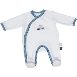 Pyjama Bébé Velours Blanc Ours Lazare Naissance
