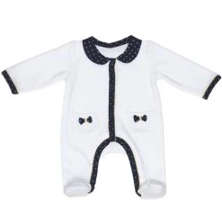 Pyjama Velours Blanc Noeuds Hello 3 Mois