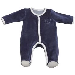 Pyjama Bébé Velours Bleu Merlin 3 Mois