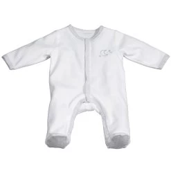 Pyjama Bébé Velours Blanc Lune Naissance Céleste