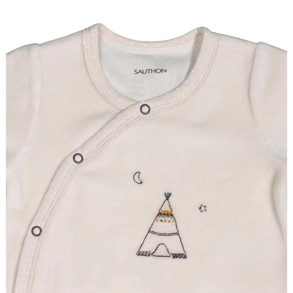 Pyjama Bébé Velours Beige 1 Mois Timouki 2 Pyjama Bébé Velours Beige 1 Mois Timouki – Image 2