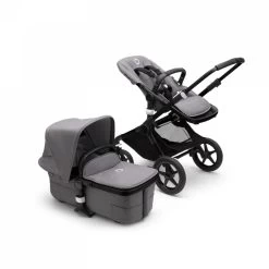 Bugaboo Pack Duo Poussette Fox 3 Complète Châssis Noir Gris Chiné